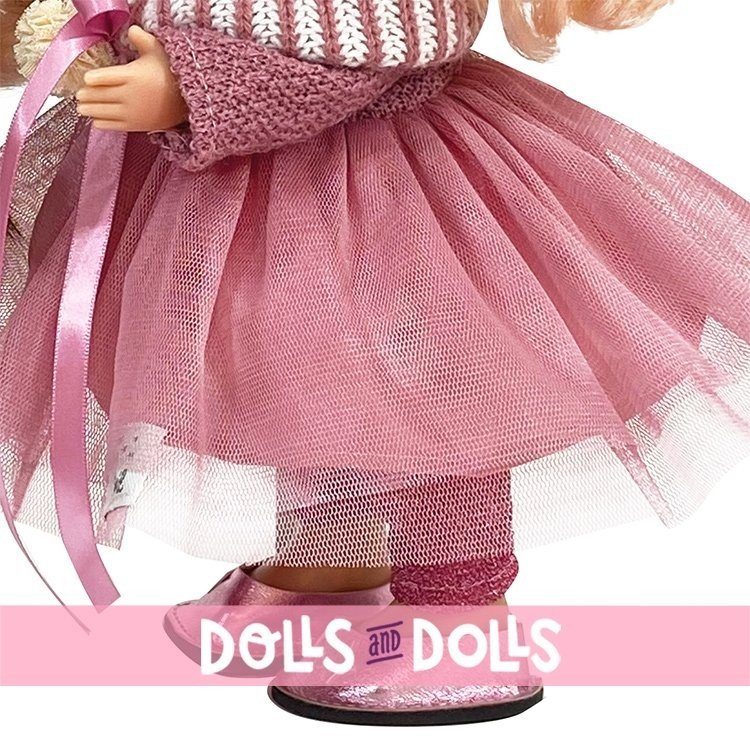 Bambola Nines d'Onil 30 cm - Mia con capelli rosa in abito rosa antico e scialle