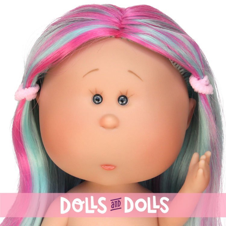 Bambola Nines d'Onil 30 cm - Mia con capelli lisci multicolori - Senza vestiti