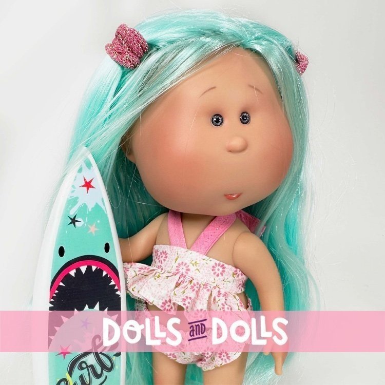 Bambola Nines d'Onil 30 cm - Mia summer con capelli turchesi e costume da bagno