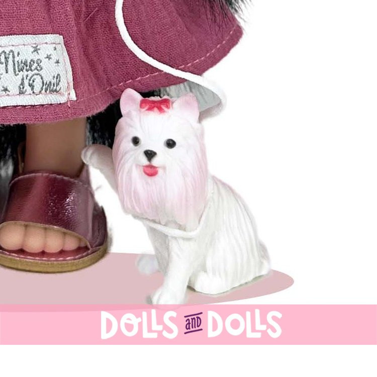 Bambola Nines d'Onil 30 cm - Mia con un vestito rosa con mascotte