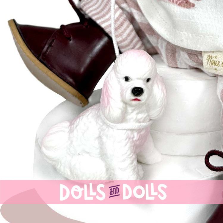 Bambola Nines d'Onil 30 cm - Pippa ARTICOLATA Amante dei Cani con mascotte