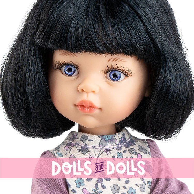 Bambola Paola Reina 32 cm - Las Amigas Articolata - Carina in un abito floreale viola
