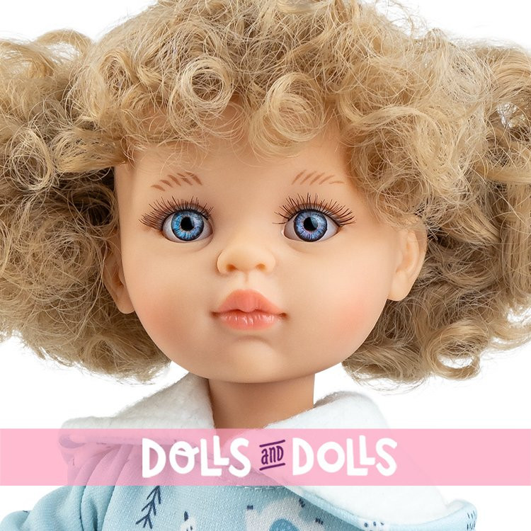 Bambola Paola Reina 32 cm - Las Amigas Articolata - Carla con felpa con stampa di orsi polari