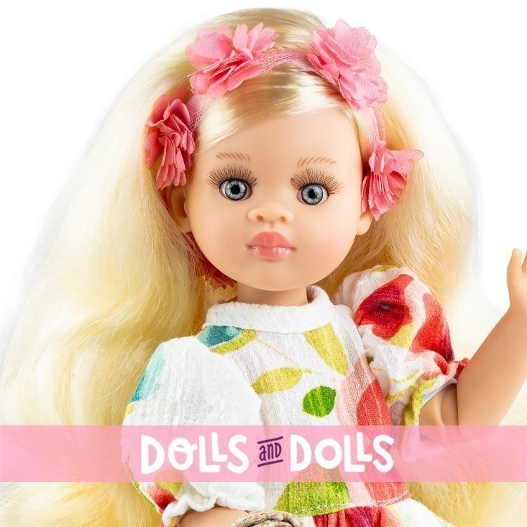Bambola Paola Reina 32 cm - Las Amigas Articolata - Concha con abito a fiori e cestino