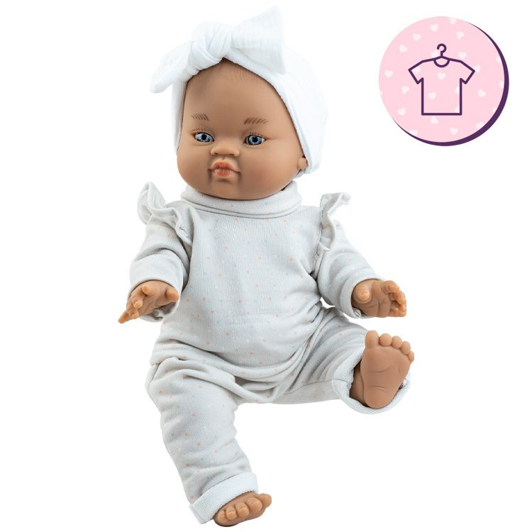 Completo per bambola Paola Reina 34 cm - Gordis - Olga - Vestito bianco maculato