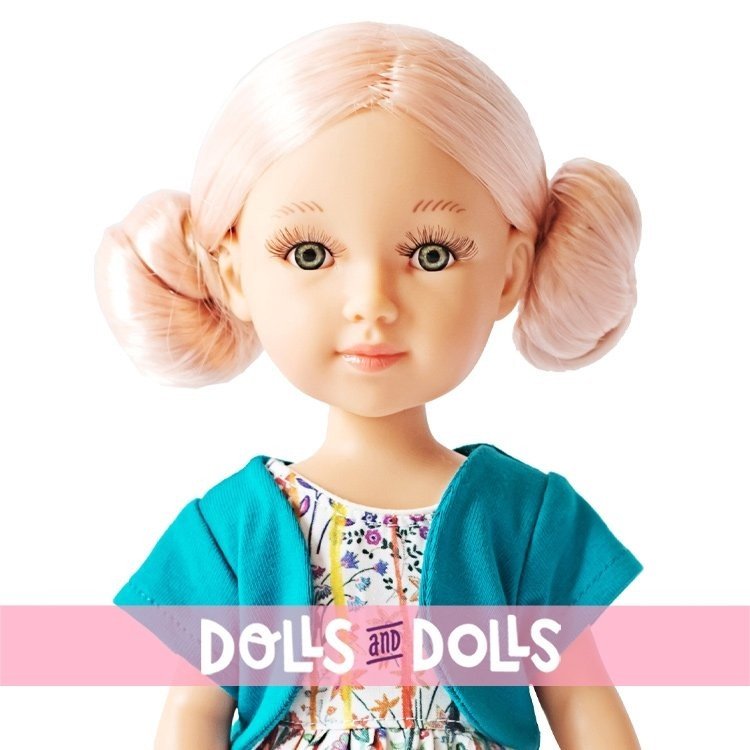Bambola Reina del Norte 32 cm - Rosalía con abito a stampa floreale e gilet blu