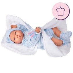 Completo per bambola Antonio Juan 52 cm - Collezione Mi Primer Reborn - Set blu con cappello e scialle