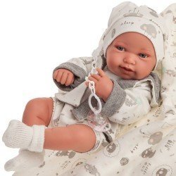 Bambola Antonio Juan 42 cm - Orsacchiotto grigio Pipa neonato