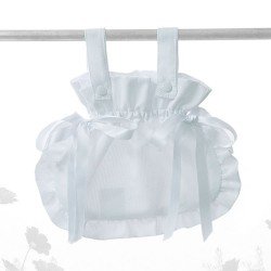 Bebelux borsa piquet bianca con lacci in raso satin