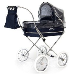 Parapioggia blu navy per carrozzina rotonda per bambole Bebelux