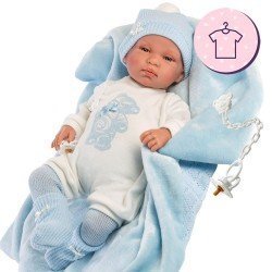 Vestiti per bambole Llorens 44 cm - Tutina orsetto blu con cappello e stivaletti