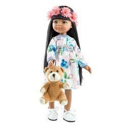 Bambola Paola Reina 32 cm - Las Amigas - Meily con vestito a fiori e orsetto