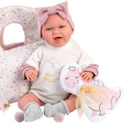 Bambola Llorens 40 cm - La neonata Mimi sorride con navicella dino