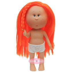 Bambola Nines d'Onil 30 cm - Mia con capelli lisci arancioni e treccia - Senza vestiti