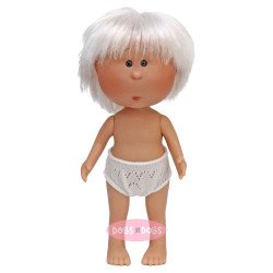 Bambolo Nines d'Onil 23 cm - Little Mio con capelli bianchi e ricci e occhi grigi - Senza vestiti