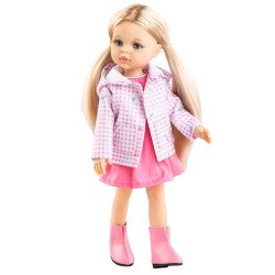 Bambola Paola Reina 32 cm - Las Amigas - Rosa con abito rosa e giacca a quadri