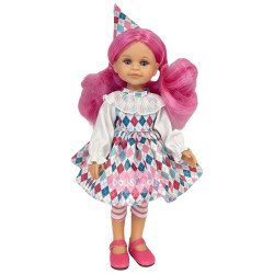 Bambola Paola Reina 32 cm - Las Amigas - Cleo Arlecchino con capelli rosa Serie Limitata con vestito aggiuntivo