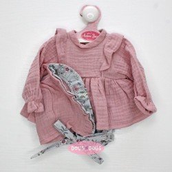Completo bambola Antonio Juan 40 - 42 cm - Collezione Sweet Reborn - Completo rosa e fiori con cappuccio
