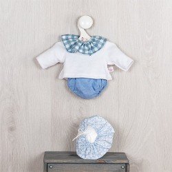 Completo per bambola Así 36 cm - Completo polo in denim e t-shirt con colletto blu per bambola Koke