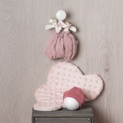 Completo per bambola Así 28 cm - Tutina rosa con cuscino a forma di nuvola rosa per bambola Gordi