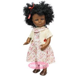 Bambola D'Nenes 34 cm - Marieta con abito floreale e giacca di maglia bianca