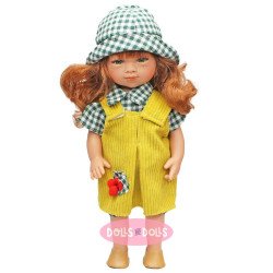 Bambola D'Nenes 34 cm - Marieta con salopette gialla et camicia e cappellino a quadri