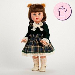 Completo per bambola Mariquita Pérez 50 cm - Abito scozzese verde