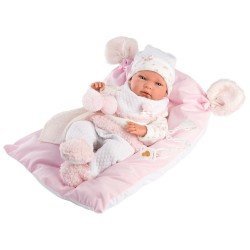 Bambola Llorens 40 cm - Nica neonata con cuscino rosa