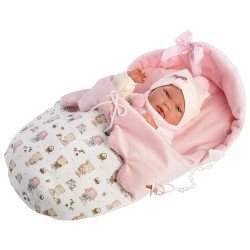 Bambola Llorens 40 cm - Nica neonata con una borsa rosa