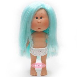 Bambola Nines d'Onil 23 cm - Little Mia con i capelli lisci e blu - Senza vestiti