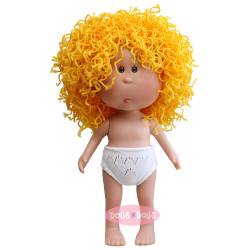 Bambola Nines d'Onil 23 cm - Little Mia con pelo lana giallo - Senza vestiti