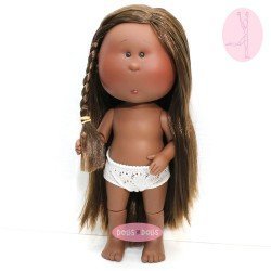 Bambola Nines d'Onil 30 cm - Mia ARTICOLATA - Mia nera con i capelli lisci - Senza vestiti