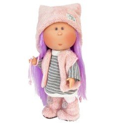 Bambola Nines d'Onil 30 cm - Mia con capelli viola e outfit invernale