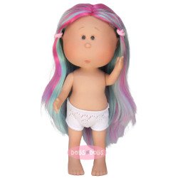 Bambola Nines d'Onil 30 cm - Mia con capelli lisci multicolori - Senza vestiti