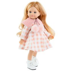 Bambola Paola Reina 32 cm - Las Amigas - Conchi con cappotto a quadri rosa